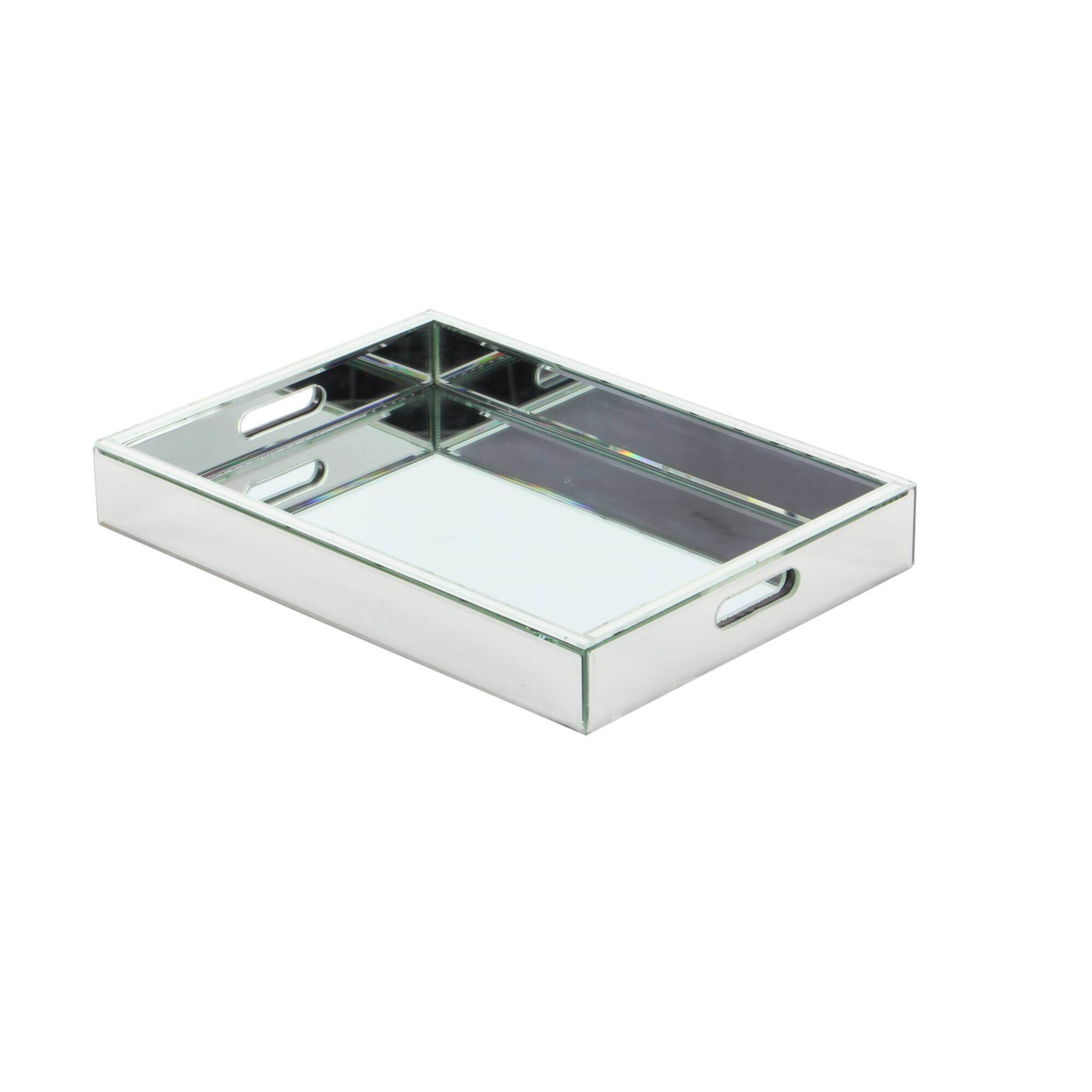 Silver Wood Glam Decorative Tray